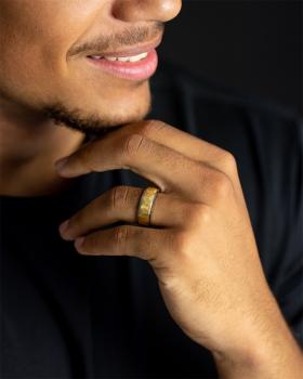 Preview: 8 mm Titanring mit schwarzem und goldenem Finish - Timor Black Gold